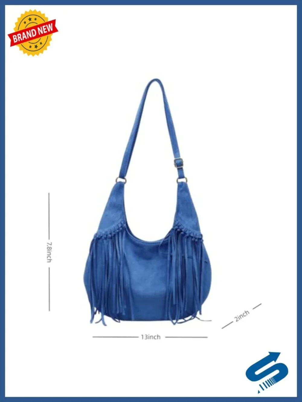 Vintage Suede Fringe Hobo Bag Tote Shoulder Crossbody Purse